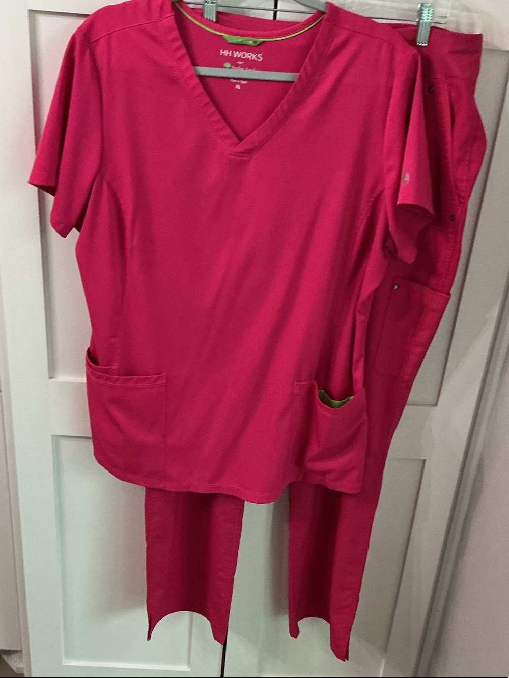 HH Works Women’s V-Neck Scrub Set in Hot Pink